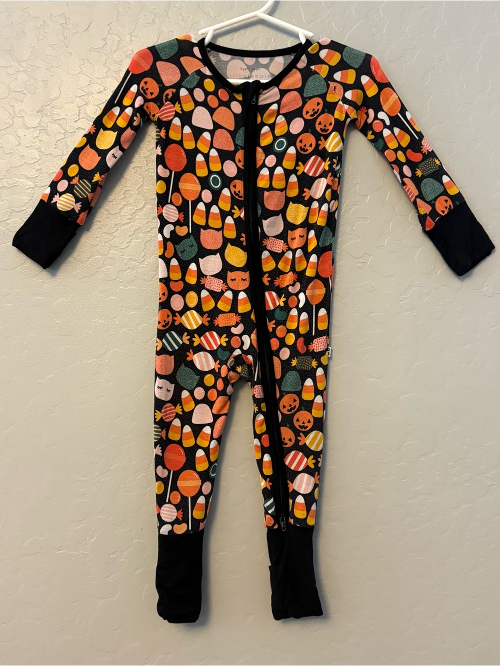 Little Sleepies halloween black candy convertible footie pajamas 6-12 months